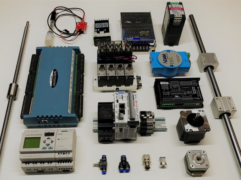 Various electronic automation control components, pneumatic parts, and precision motion control components.