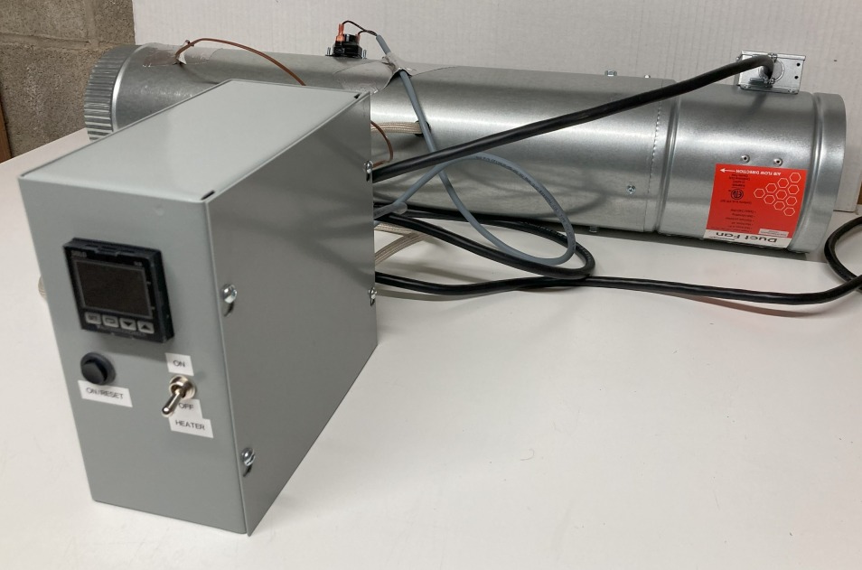 Components of an automated control system for heating of a test apparatus.